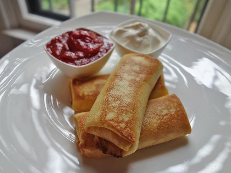 Jackie Gordon Singing Chef - Mother’s Day Cheese Blintzes & Strawberry Rhubarb Compote