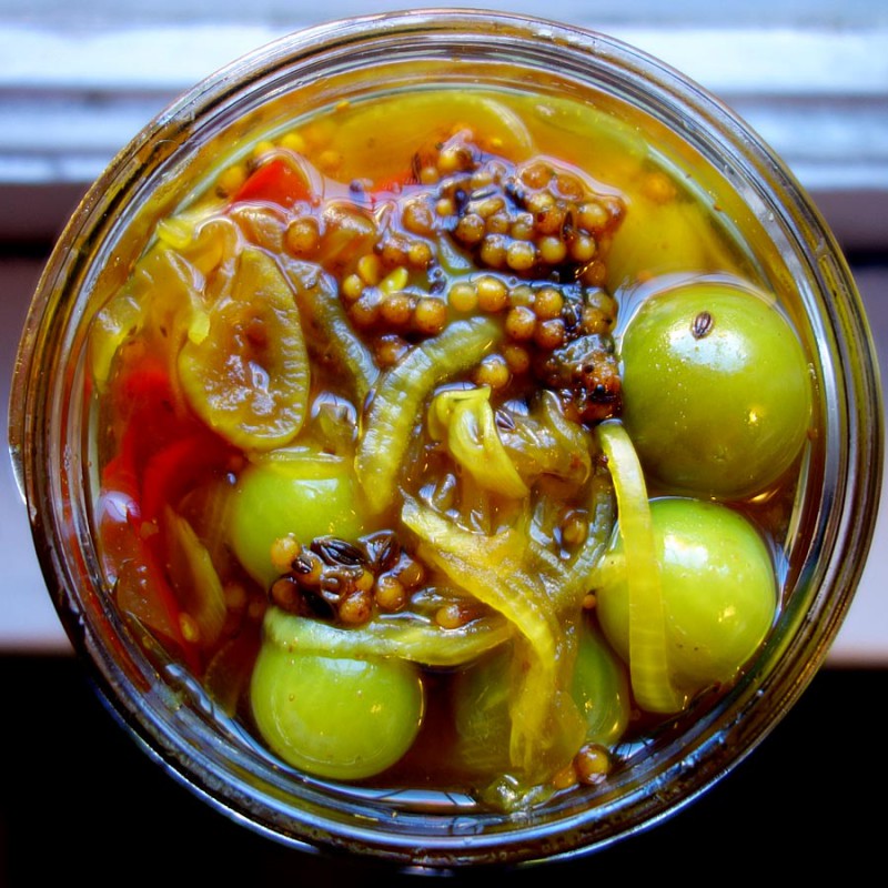 Bread & Butter Green Cherry Tomato Pickles