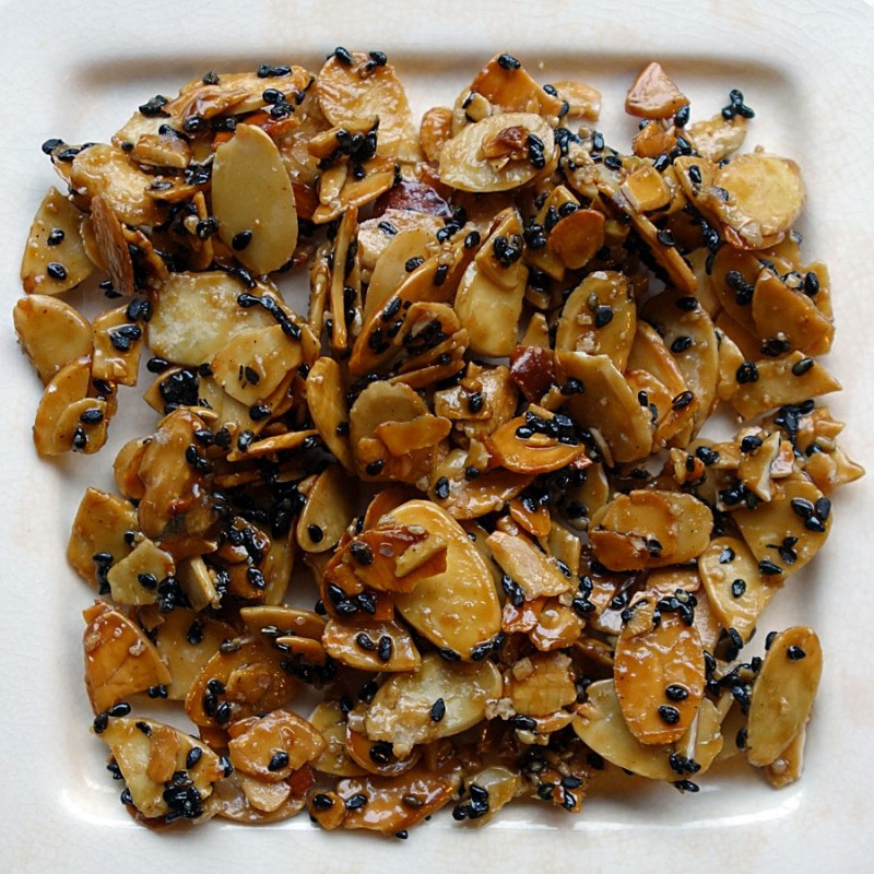 Caramelized Black Sesame Seed Almonds