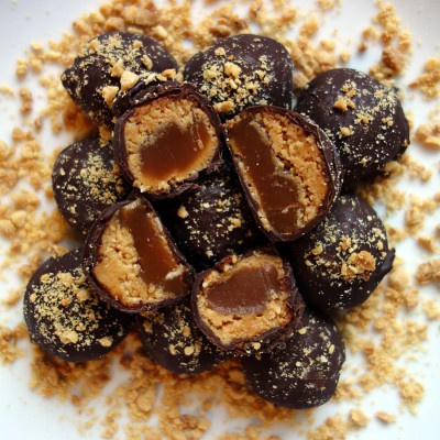 Jackie Gordon Singing Chef - Mic Drop: Chocolate Covered Peanut Butter Coconut Honey Caramel Balls