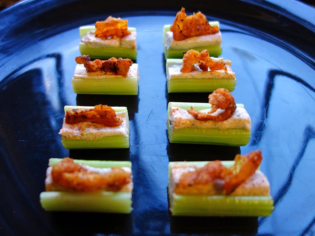 Buffalo Chicken Crackling Celery Sticks