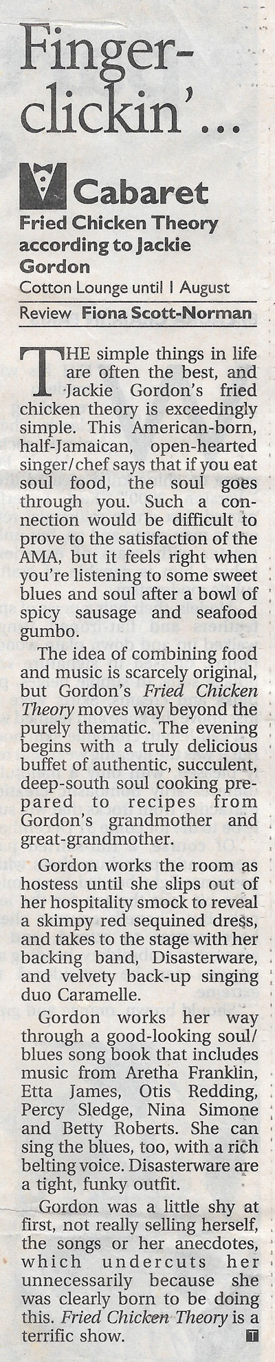 The Fried Chicken Theory According review 1999 The Age