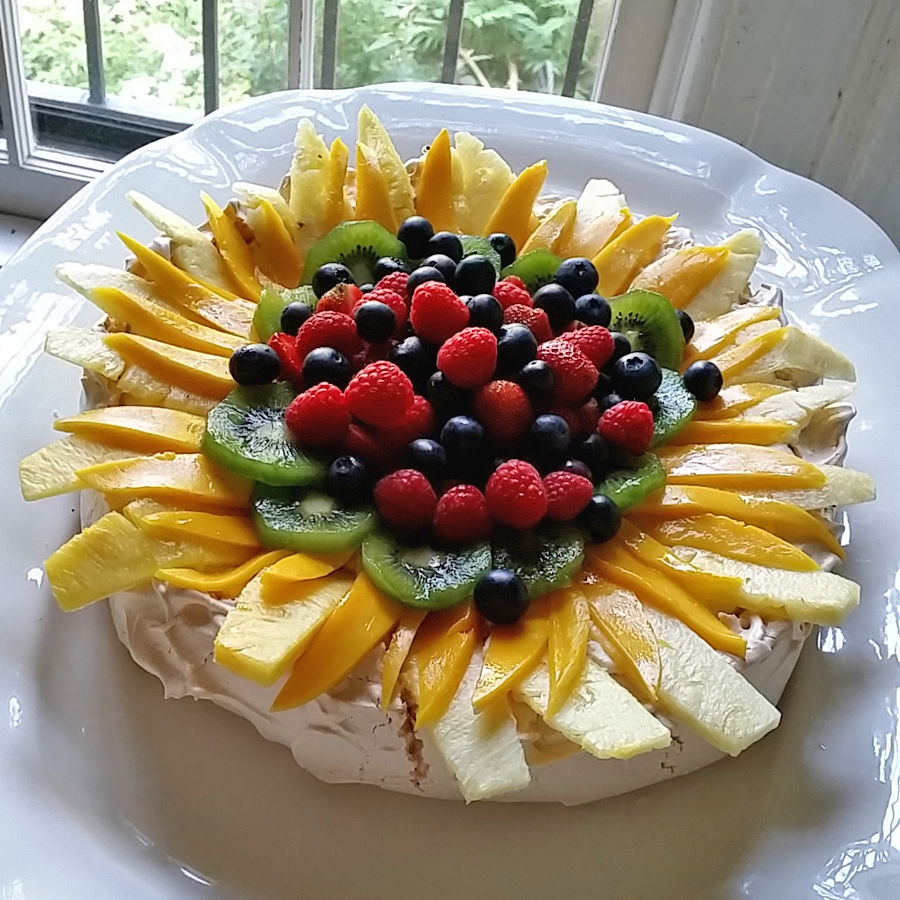 Vanilla Bean Pavlova with fresh fruit